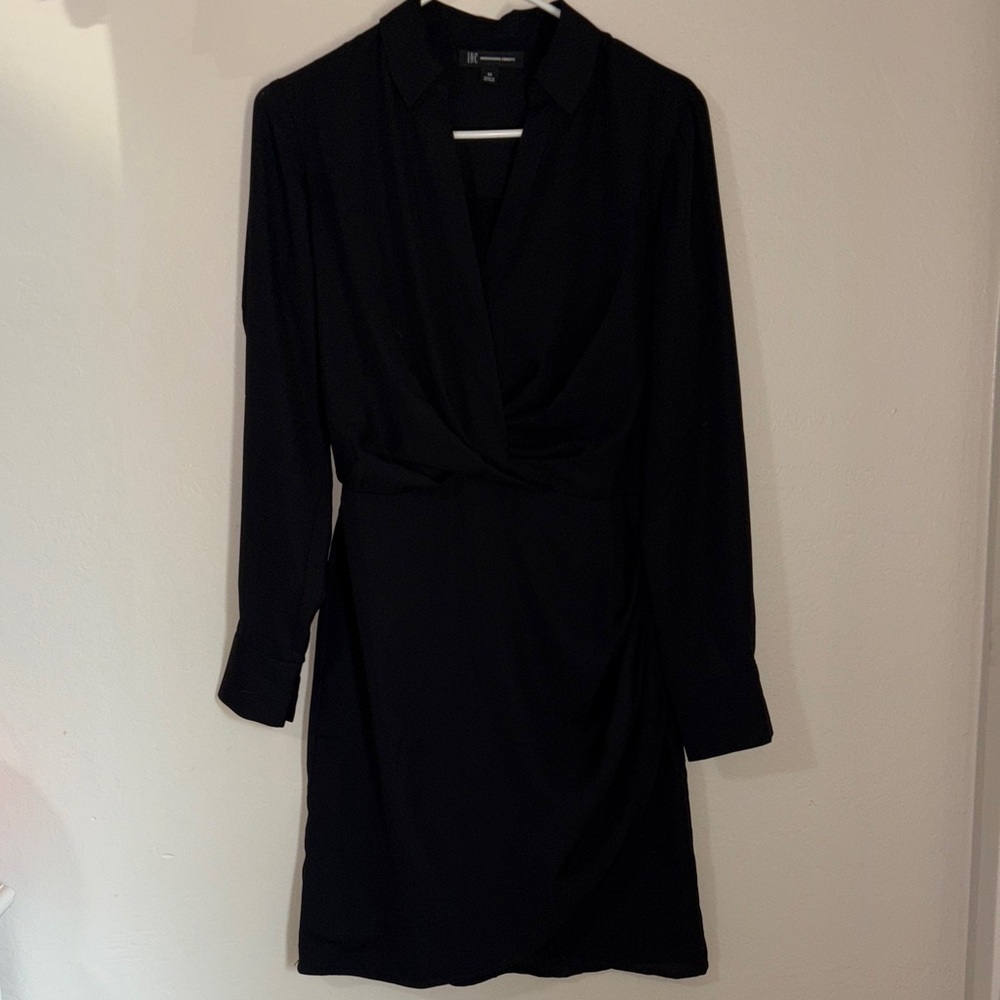 INC International Concepts Elegant Black Wrap Mini Dress - Picture 2 of 7